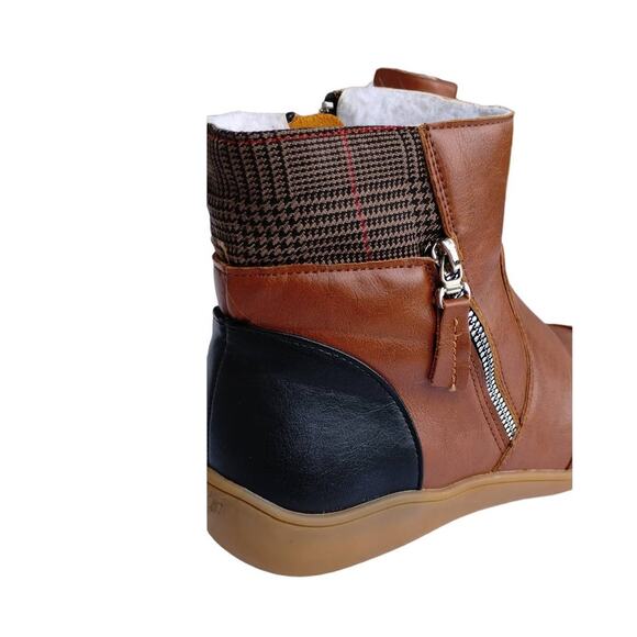 Women's Ankle Boots Cognac Brown, sherpa lined Size 7 - Picture 2 of 11